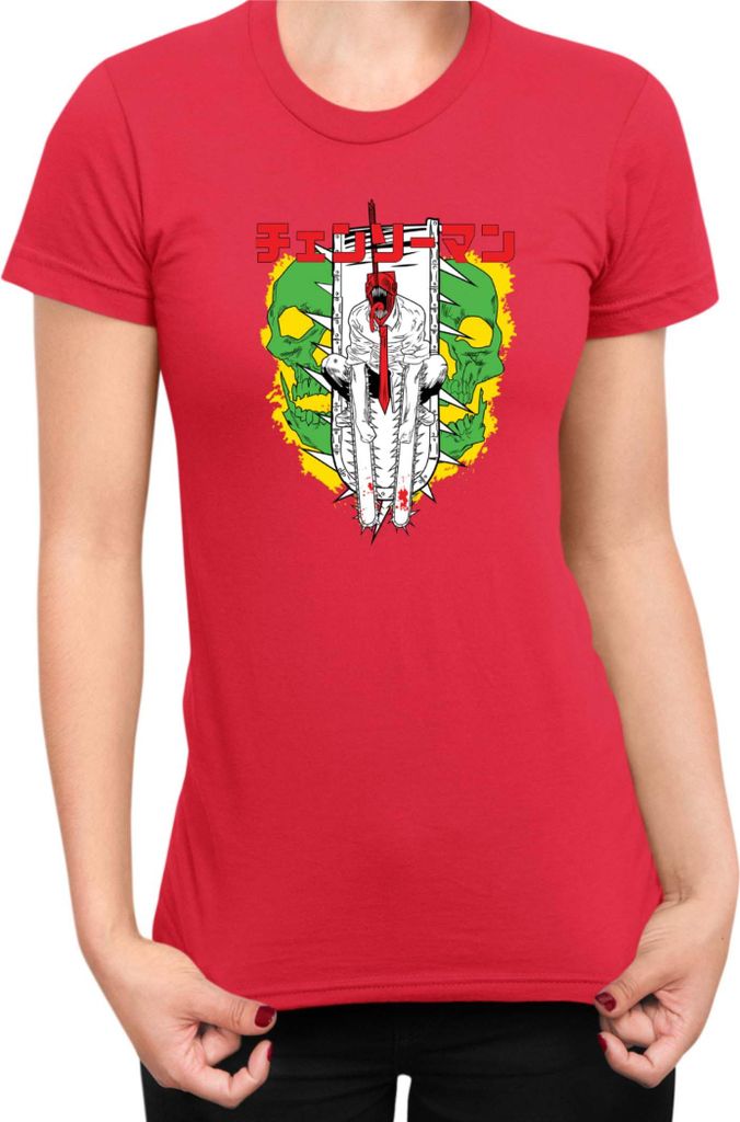 Damen T-Shirt Manga Japan Anime Comics Animation Chainsaw Anime manga Man 01, Lady XL / Rot
