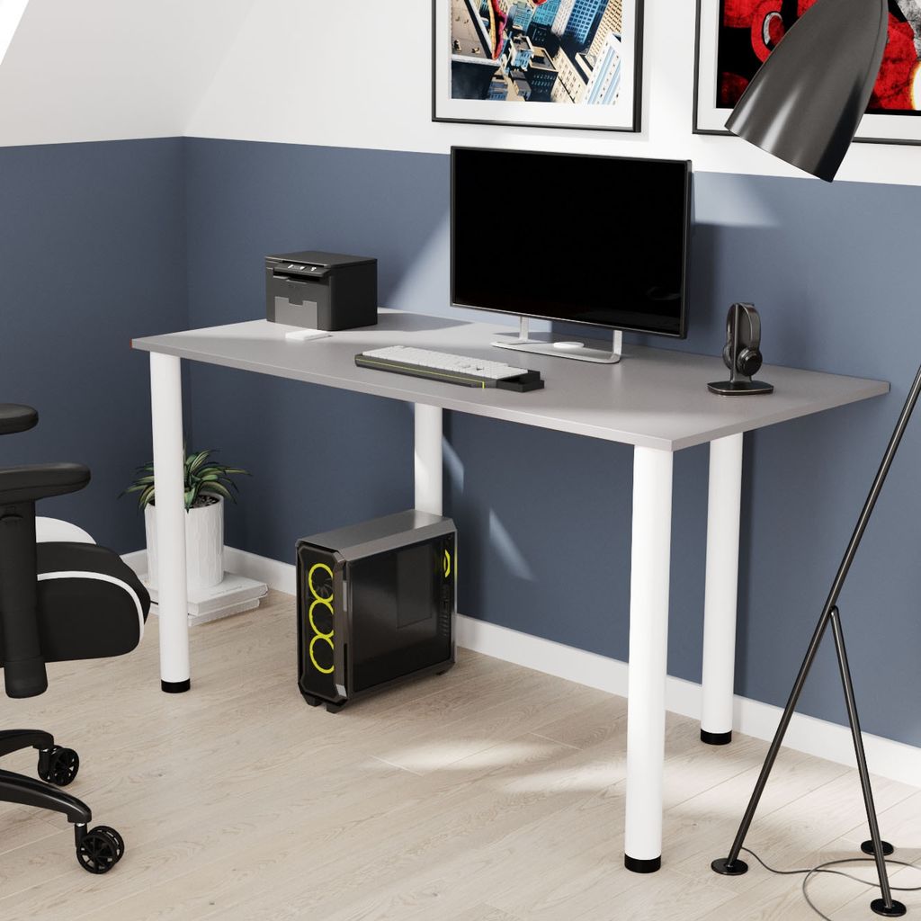 AKKE Light Graphite Schreibtisch mit weiße beine LxBxH: 100x40x74 cm