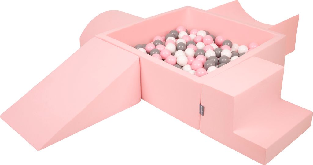 KiddyMoon Spielplatz Aus Schaumstoff Mit 200 Bälle ∅7cm Hindernisläufen Version 5 Quadrat Bällepool Mit Bunten Bällen Für Babys Und Kinder