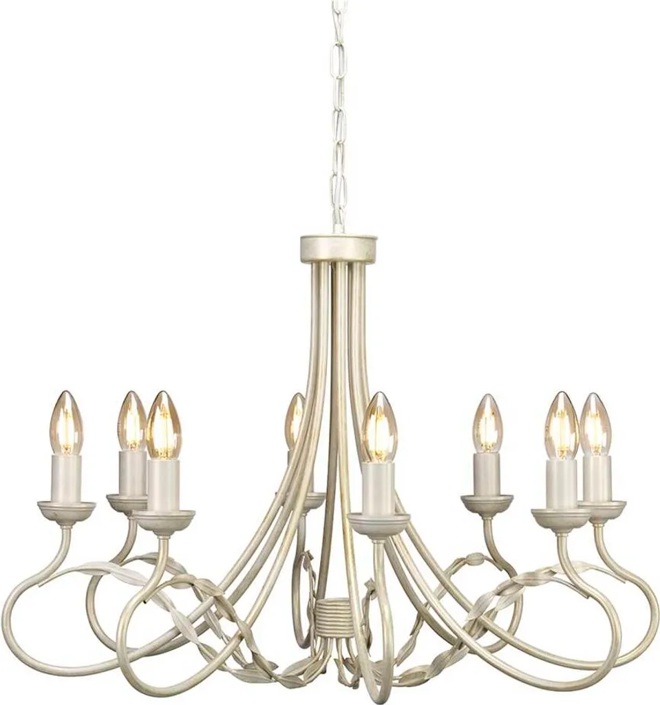 Lustre Olivia Elstead ivoire 8xE14 60W métal 147,5 x 70 cm - Design chic