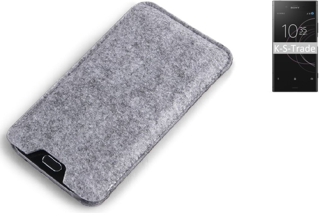 K-S-Trade Filz Handyhülle kompatibel mit Sony Xperia XZ1 Schutzhülle Filztasche Filz Tasche Case Sleeve Handy Hülle Filzhülle grau