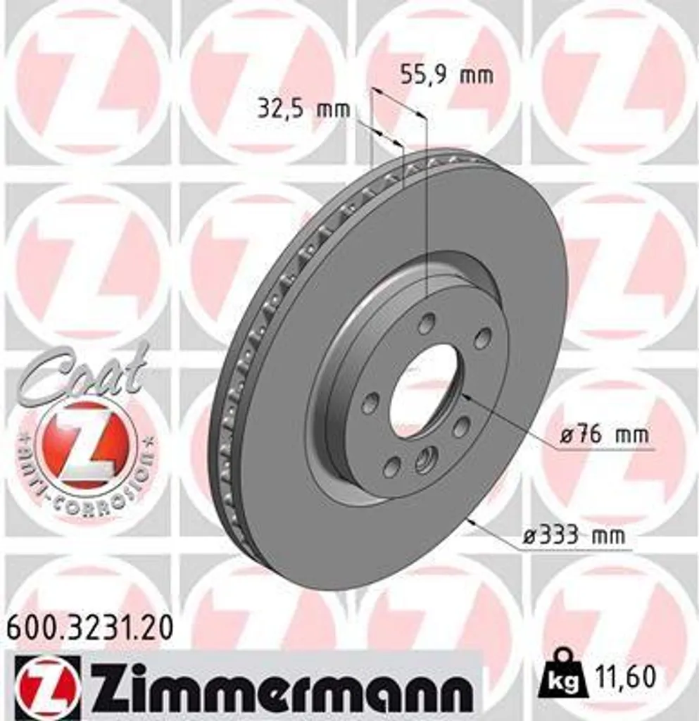 Disque de frein Zimmermann 7H0615301F haute teneur en carbone pour T5