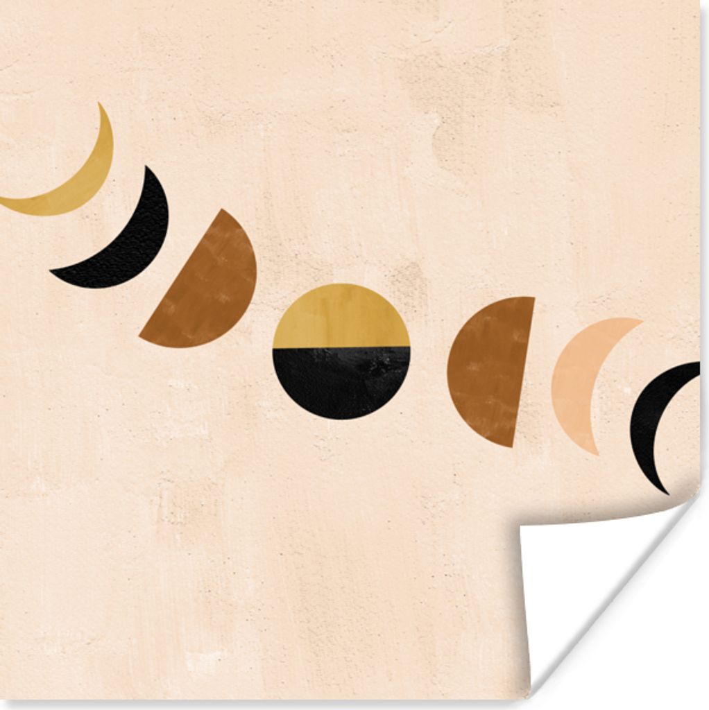 MuchoWow Poster Mond - Boho - Pastell - Raum 50x50 cm - Wohnzimmerdekoration