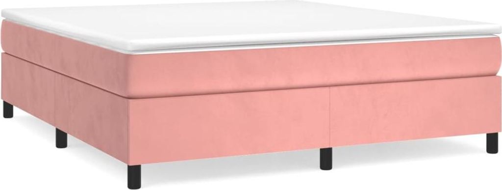 vidaXL Boxspringbett mit Matratze Rosa 200x200 cm Samt