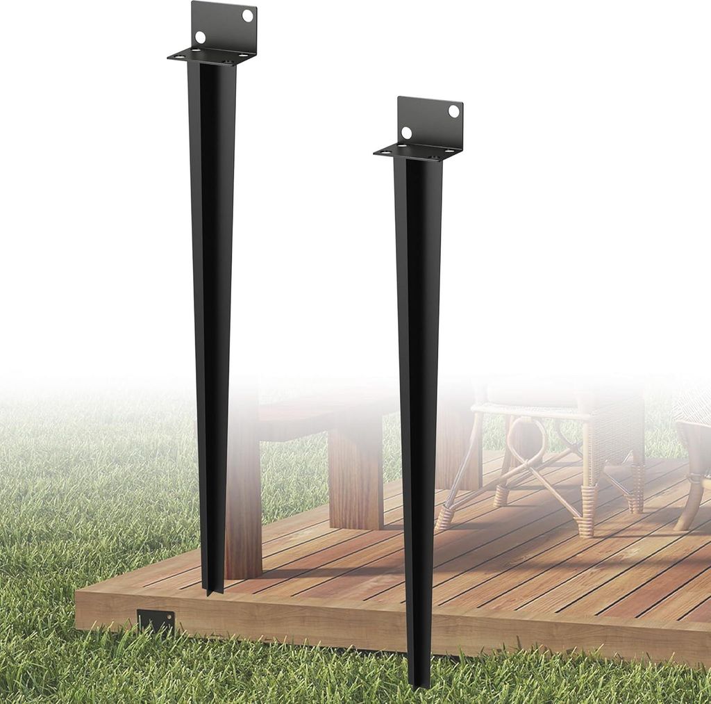 YUENFONG Bodenhülse Pfostenträger 2er Set Pfosten Einschlaghülse für Holzpfosten Einschlagbodenhülse mit langem Spitz, Einschlag Bodenhülse f...