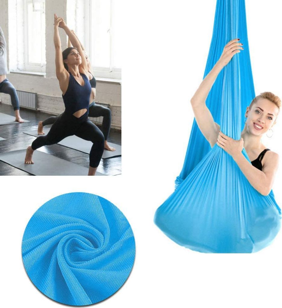 Aerial Yogatuch mit 6 Griffen, Aerial Yoga Hängematte Set Anti-Schwerkraft Yoga Schaukel Swing für Pilates yoga Schaukel für Krafttraining, Entspannung Gymnastik 200kg Tragkraft