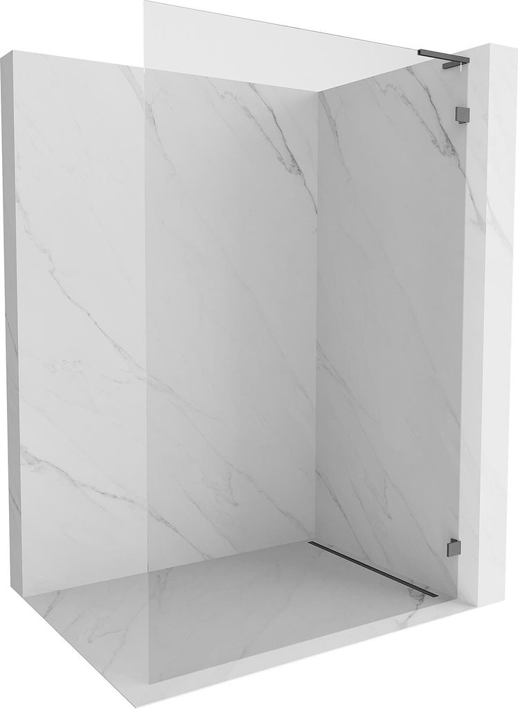Mexen Lunar L Duschwand Walk-in rechts 80 x 200 cm, transparent 8 mm, gun gray gebürstet - 830L-080-000-66-00-P