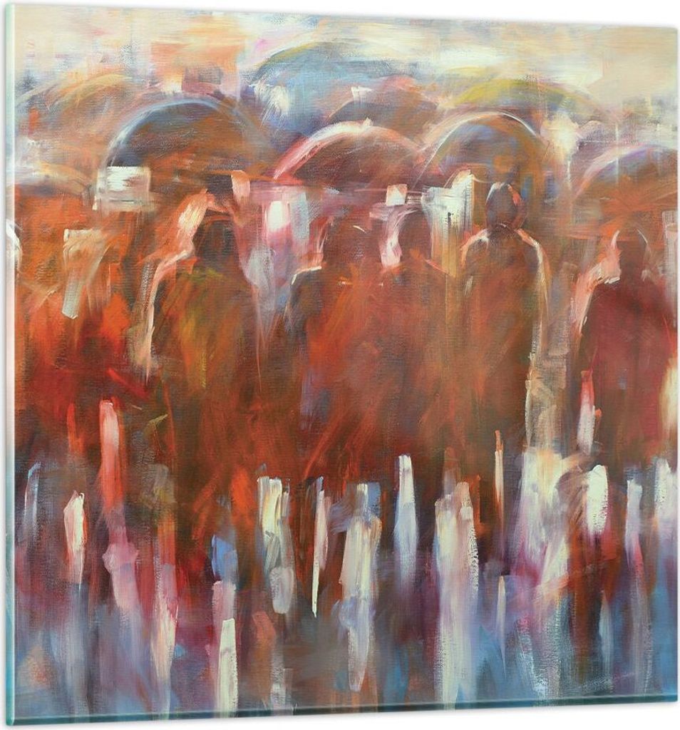 Bilder auf glas - Einteilig - Regenschirme Menschen Handwerk - 60x60cm - Glasbilder - Wandbilder - Bilder - Wanddekoration aus Glas - Glas Bilder -...