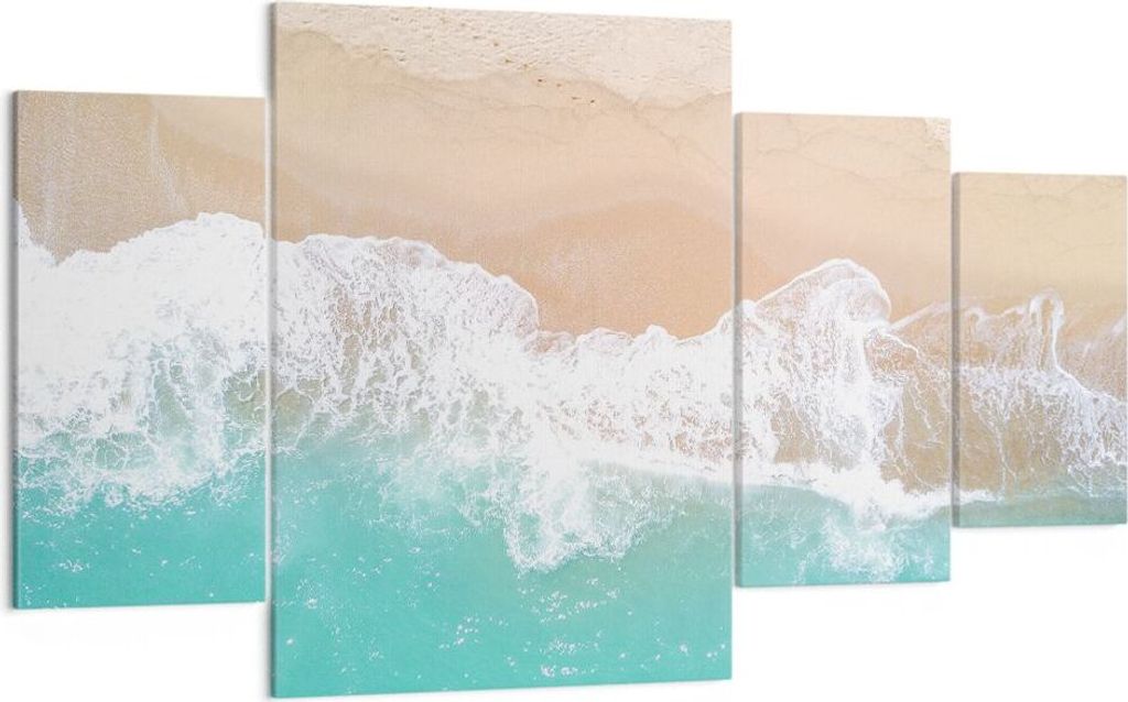 Bild auf Leinwand - Leinwandbild - Meer Welle Sand - 160x90cm - Wand Bild - Wanddeko - Wandbilder - Leinwanddruck - Bilder - Kunstdruck - Wanddekor...