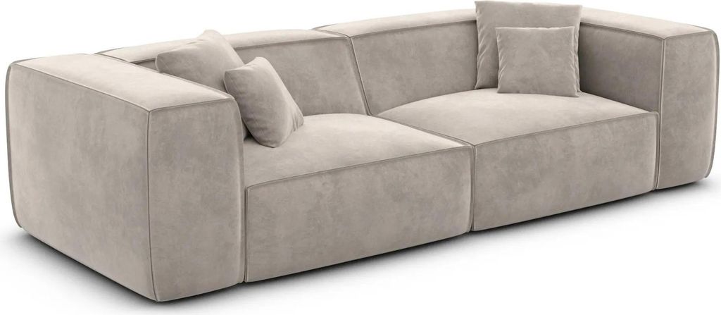 Samtstoff 3-Sitzer Couch Arelia Sand