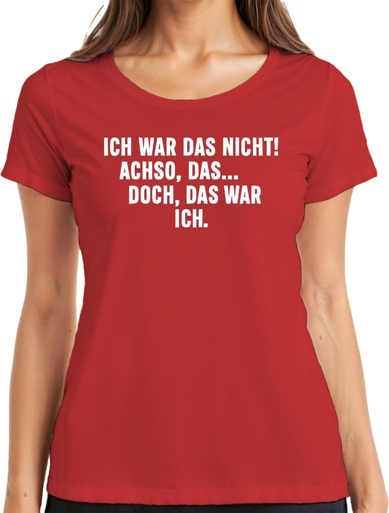 Ich war das nicht Achso doch das war ich lustig sarkastisch humor Damen T-Shirt, Rot, L