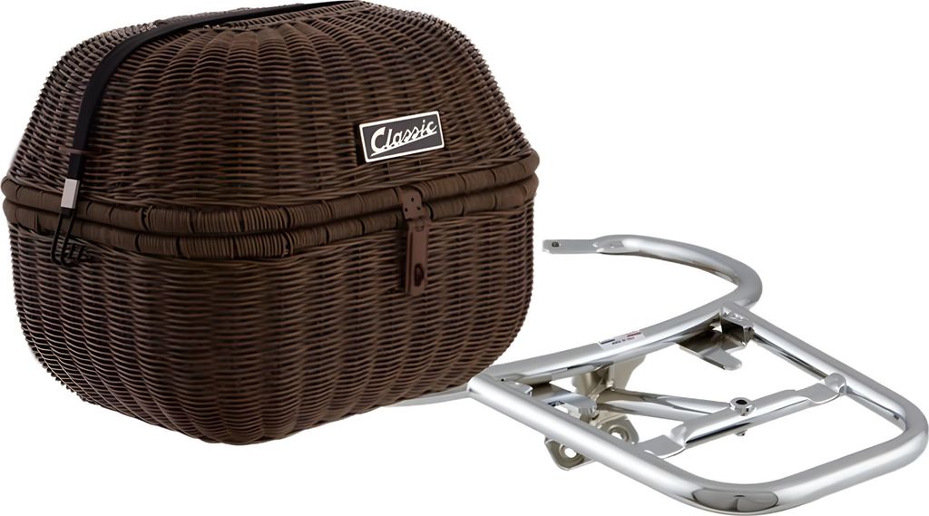 Gepäckkorb Kit SIP Style Classic ca. 20 Liter dunkelbraun inkl. Gepäckbrücke für Vespa Primavera, Sprint 50-150ccm