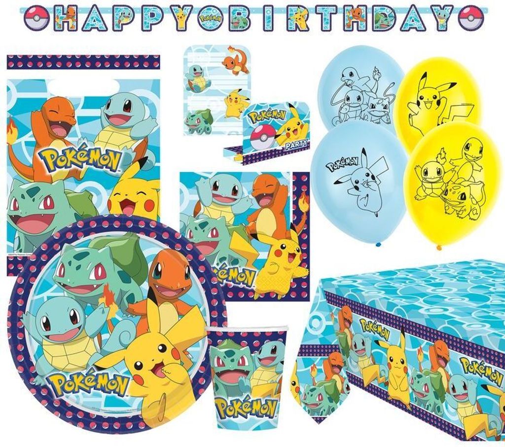 Pokémon Partyset für Kindergeburtstag 56-teilig, Teller 23 Produktbild 