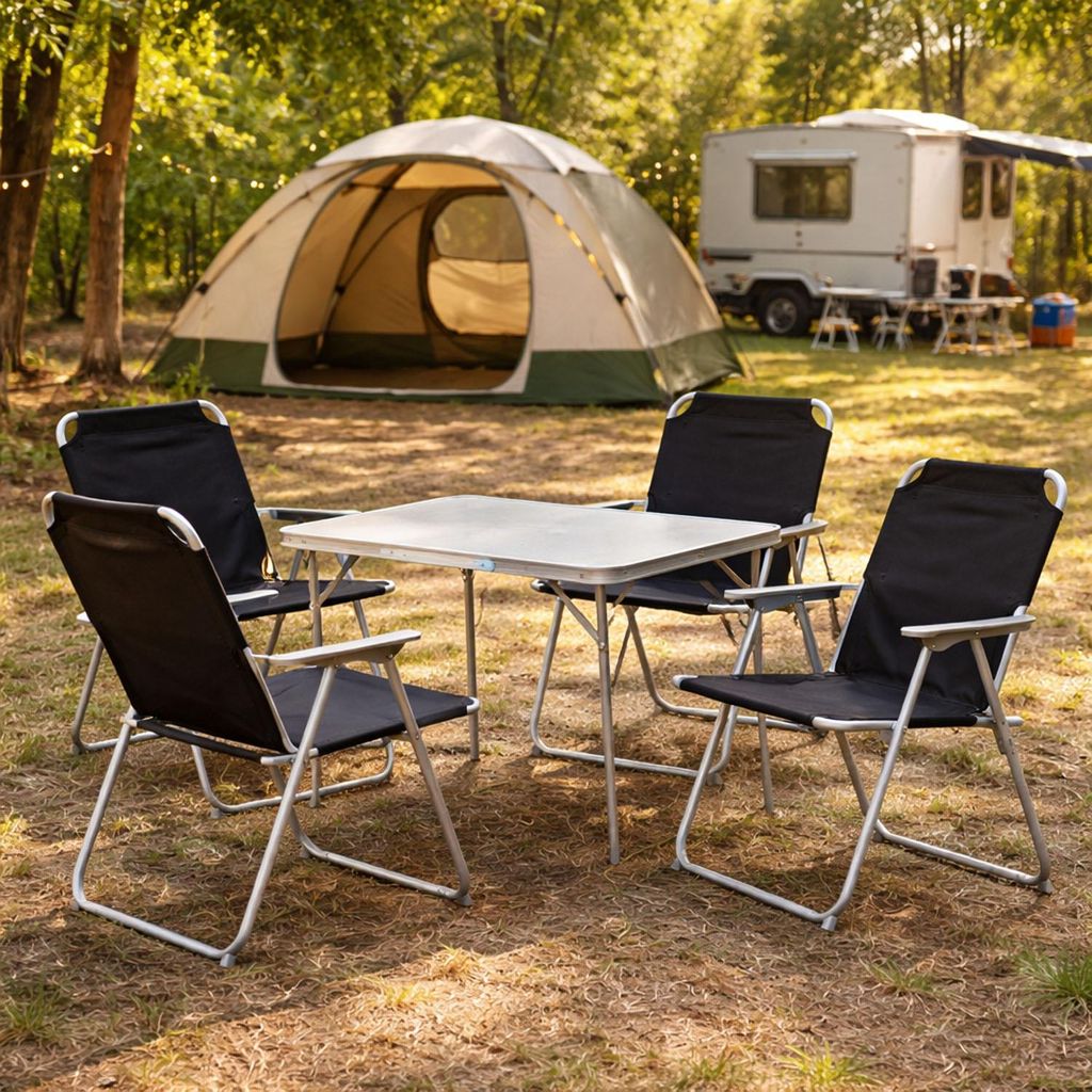 5-teiliges Campingmöbel Set Alu mit Tragegriff Camping L70xB50xH59cm
