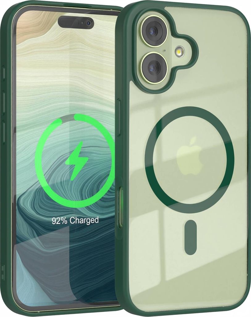 EAZY CASE Clear MagSafe Case für Apple iPhone 17, Qi-Charging, Silikon mit Kameraschutz, Bumper Case in Grün