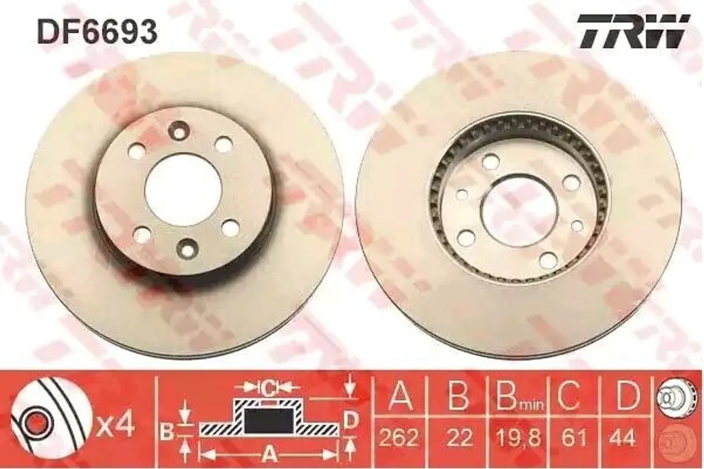 TRW DF6693 Disque de frein OE 8671005977 pour Renault Megane Scenic