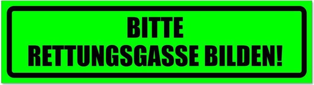 Kiwistar - Autoaufkleber - Grün - Schwarz - 20 x 5,3 cm - Bitte Rettungsgasse bilden invertiert - Hinweis Aufkleber Sticker für Auto, Kfz, Fahrra...