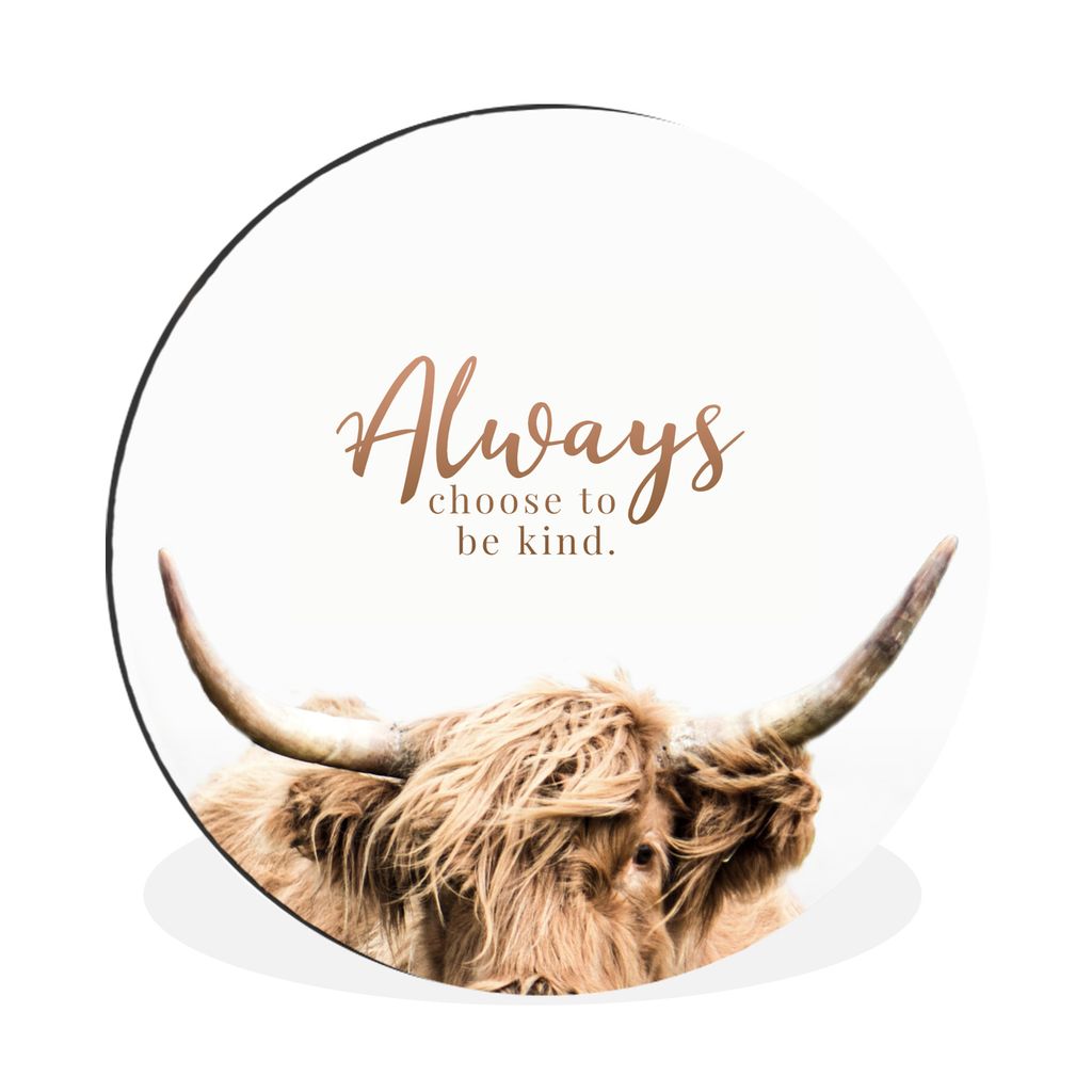 MuchoWow Aluminium Wandkreis Schottischer Highlander - Sprichwörter - Tier Ø 30 cm Wanddeko Modern Wohnzimmer - Wand Bild - Wohnzimmer - Runde ...