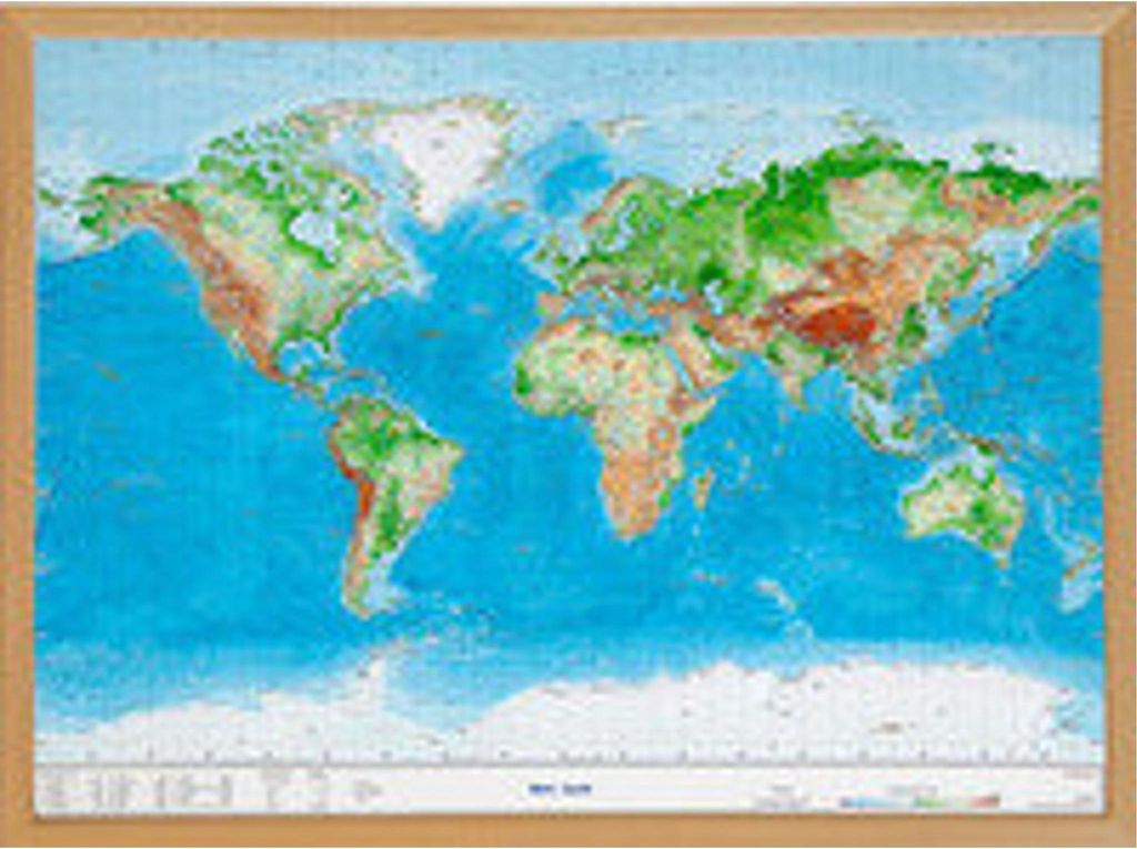Welt Gross 1:53.000.000 mit Naturholzrahmen