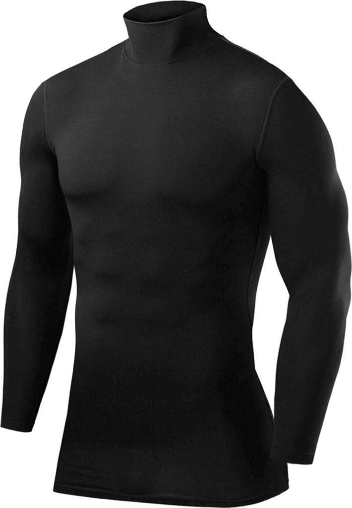 PowerLayer Kompressionsshirt Jungen - Compression Shirt Funktionssshirt Langarm - Laufshirt Jungen - Mock Neck Sportshirt - Longsleeve Oberteil
