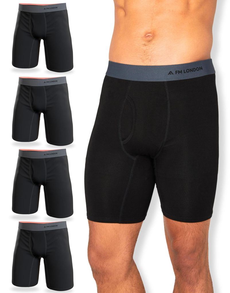 FM London heren, 4-pack bamboe boxershorts, lange Productafbeelding 