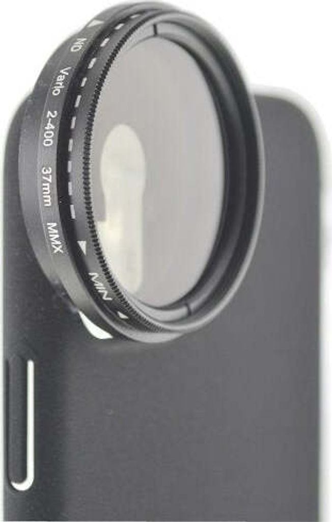 SYSTEM-S ND Vario Filter 37 mm Neutraldichtefilter in Schwarz mit Hülle für iPhone 12 Pro