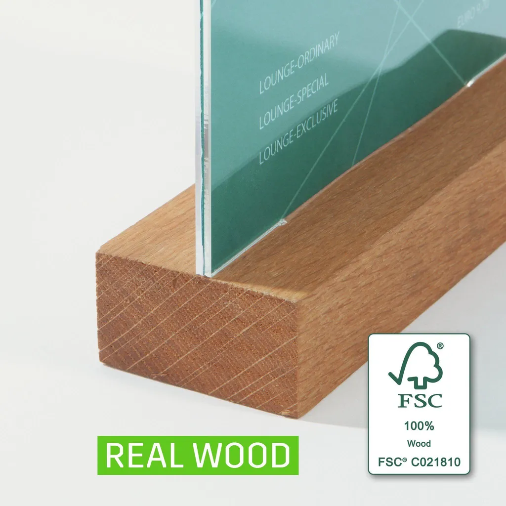 Porte-Menu A5 Vertical avec Support en Bois pour Table et Comptoir - 10