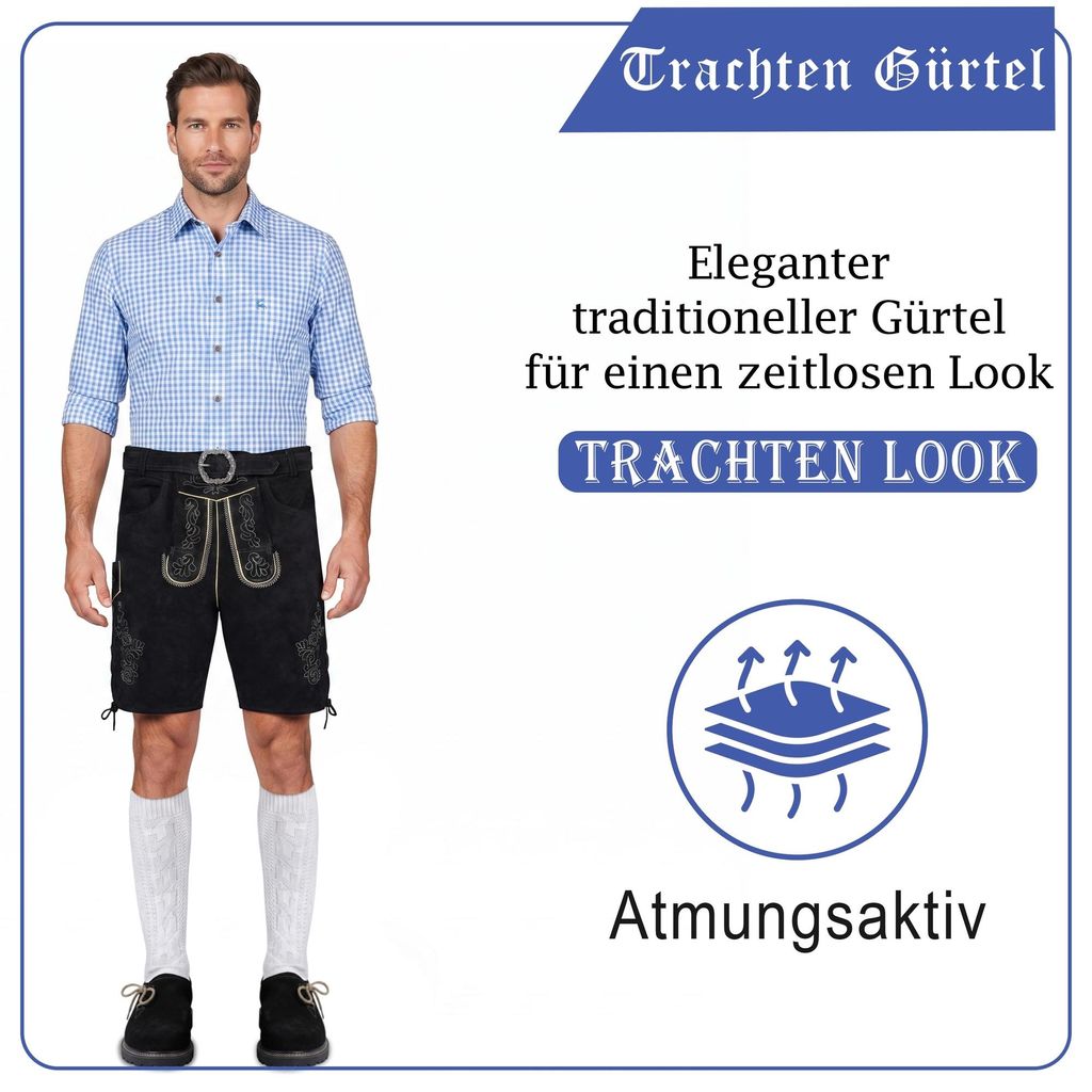 Cintura tradizionale da uomo in vera pelle, per pantaloni Immagine del prodotto 