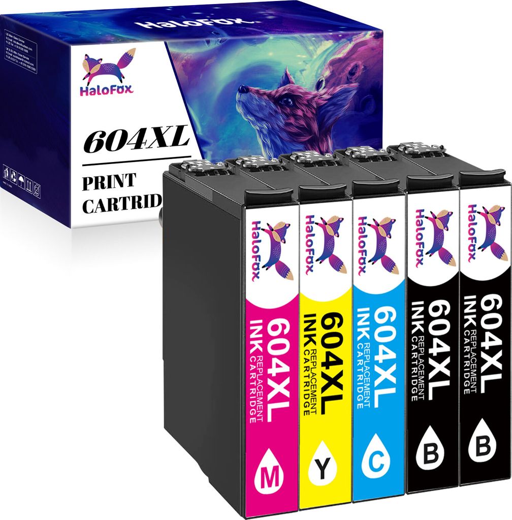 HaloFox 5er 604XL für Epson 604 Druckerpatronen Multipack XP 2200 2205 3200 3205 4200 4205 WF2910 2930 2935 2950