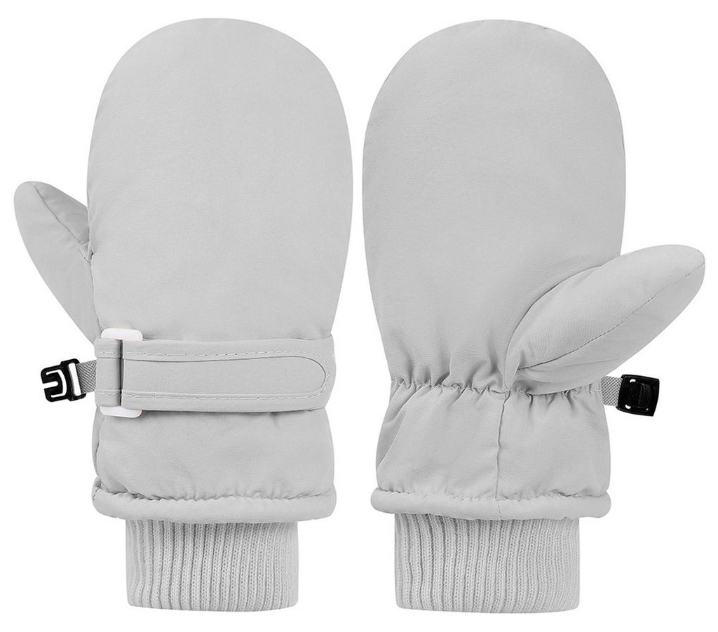 1 Paar Kinderhandschuhe, wasserdichte Winter-Skihandschuhe, weiches Fleecefutter, winddicht, verstellbarer Riemen, einfarbig, genähte Handschuhe