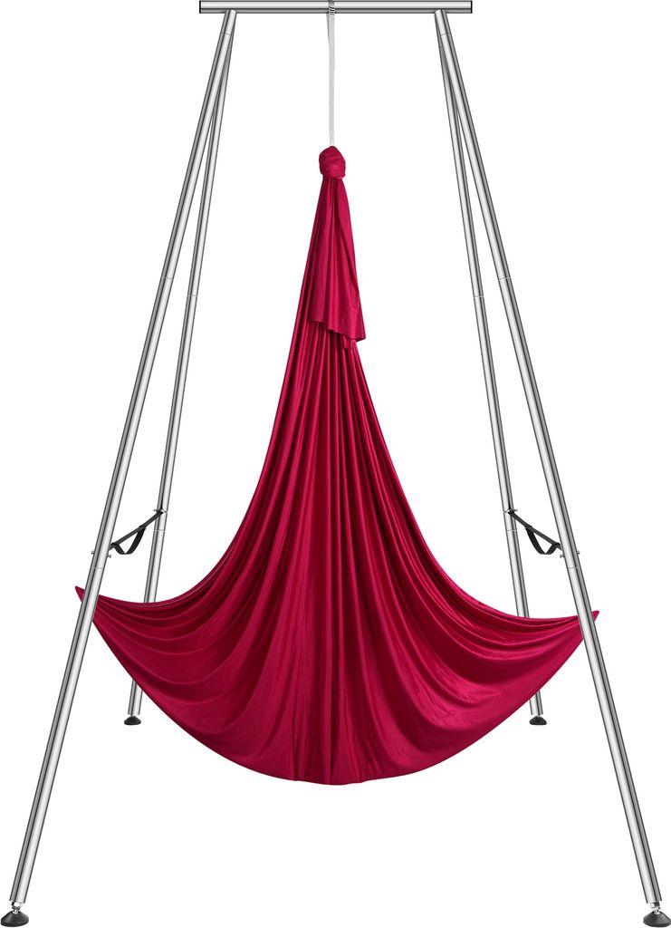 VEVOR Aerial Yoga Hängematte mit Yogarahmen 6 x 2,6 m, Rot Yoga Swing Air Fliegen, Yoga-Schaukel Hammock Swing 250 kg Max. Tragfähigkeit, inkl. Y...