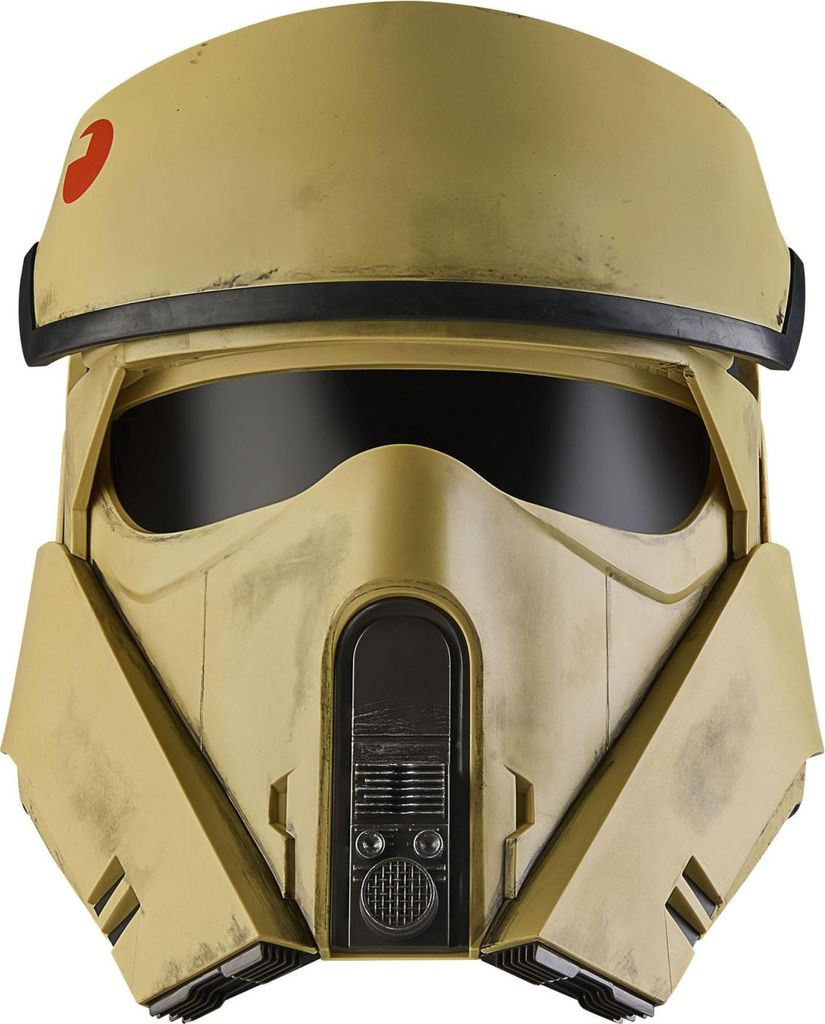 A close-up, front-facing view of a Star Wars Shoretrooper helmet.
