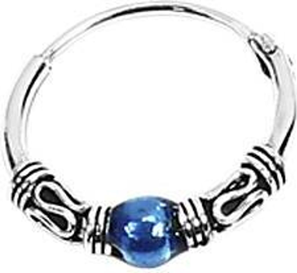 Paar 925 Sterling Silber Keltische Bali Creolen Larissa Blauer Kugel 14mm 7074