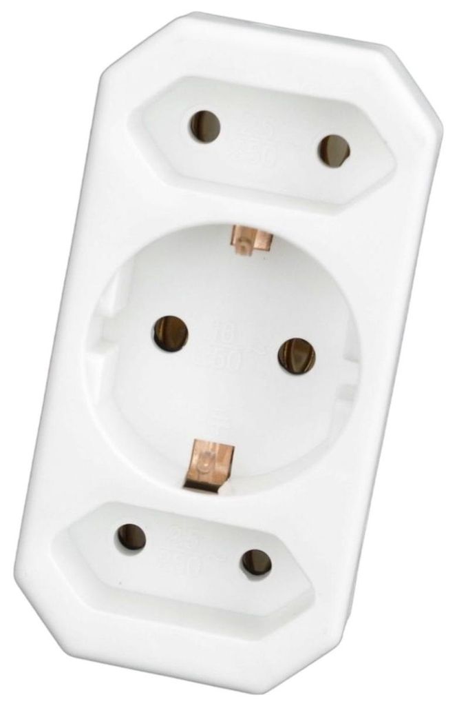 Adattatore multipresa europea con protezione, bianco, con 2 Immagine del prodotto 