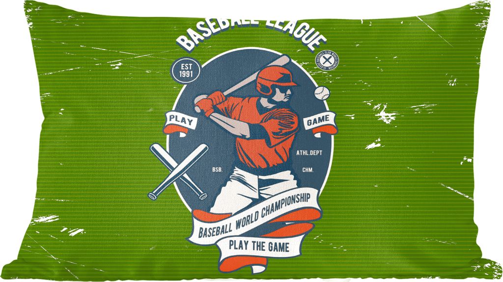 MuchoWow Zierkissen Sofakissen Wohnzimmer Dekokissen 50x30 cm Baseball - Baseball - Retro - Wohnzimmerdekoration - Polster mit Photo