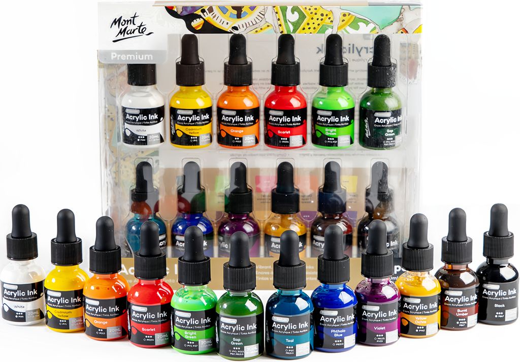Mont Marte Acryl Tinte - Acryl Color Ink, 12 x 20 ml, Produktbild 