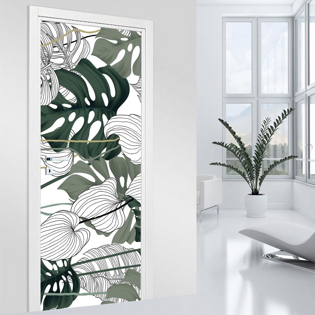 Türaufkleber – Lumaléa – Bl?tter – MAT-Kleber – Breite 63 x H?he 205 cm