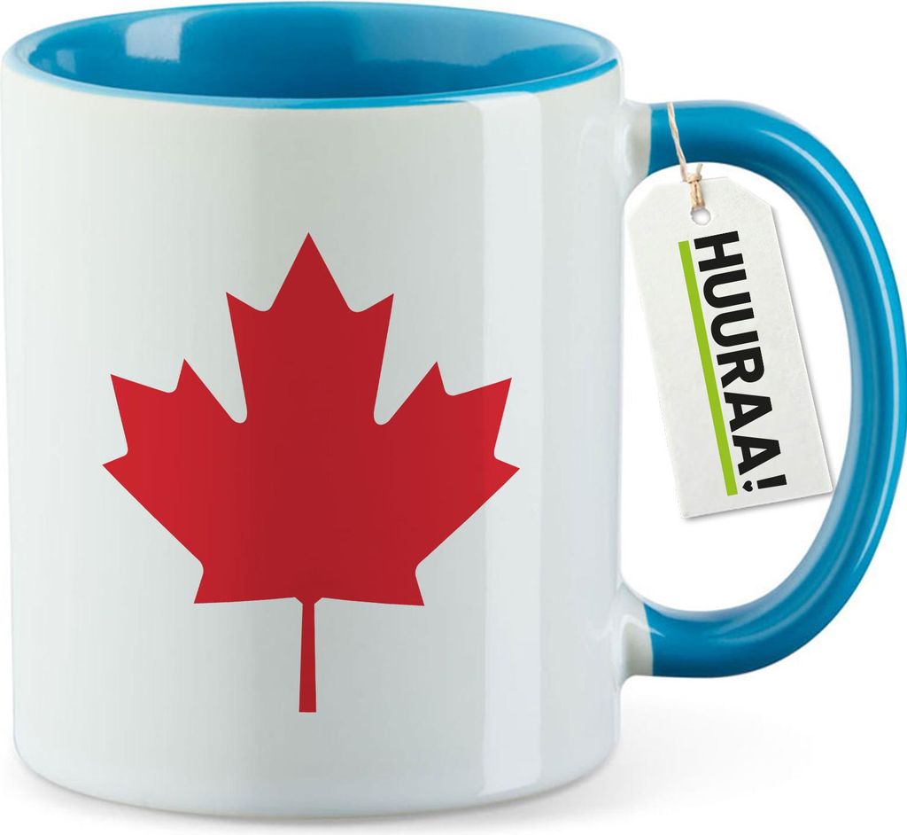 Huuraa Kaffeetasse Ahornblatt Kanada 330ml Blau Keramik Kaffeebecher Geschenkidee