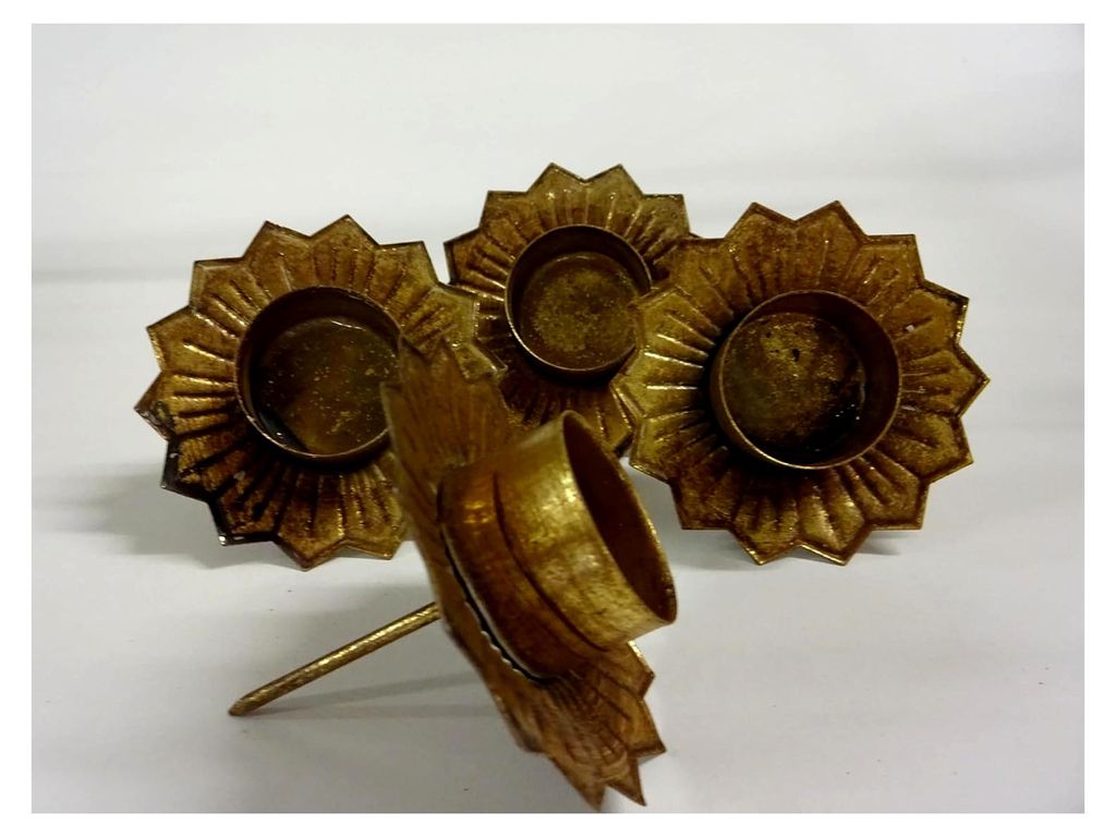 4er Set Kerzenhalter für Adventskranz aus antikem Gold