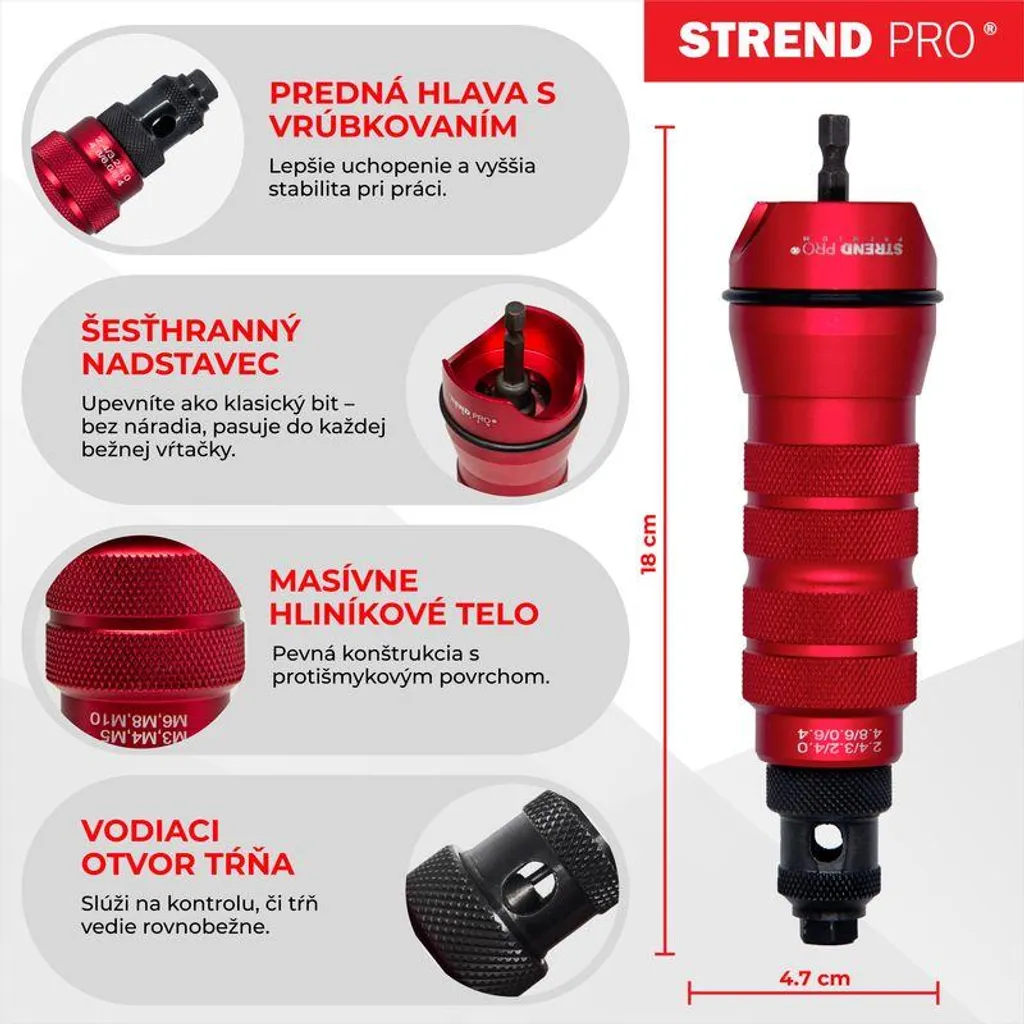 Embout Riveteuse pour Perceuse 1/4 Pouce avec Coffret Strend Pro 6,4 mm - 8