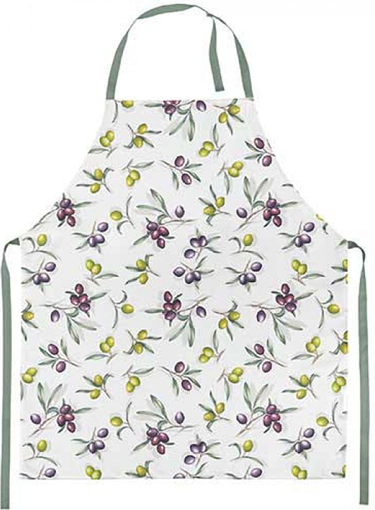 Küchenschürze Baumwolle 70x85cm mit Oliven Muster Weiß / Produktbild 
