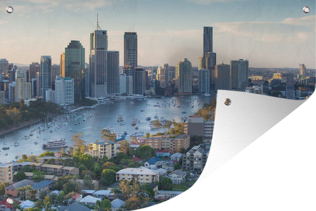 MuchoWow 60x40 cm Outdoor-Poster Gartendeko Sichtschutz Garten Poster für den Garten Luftaufnahme von Brisbane über Kangaroo Point in Australien