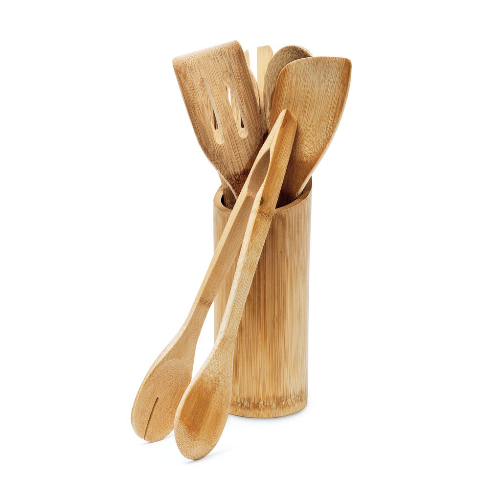 Bambusbesteck 9-Tlg Küchenutensilien Küchenuntensilienhalter Bambus Besteck 