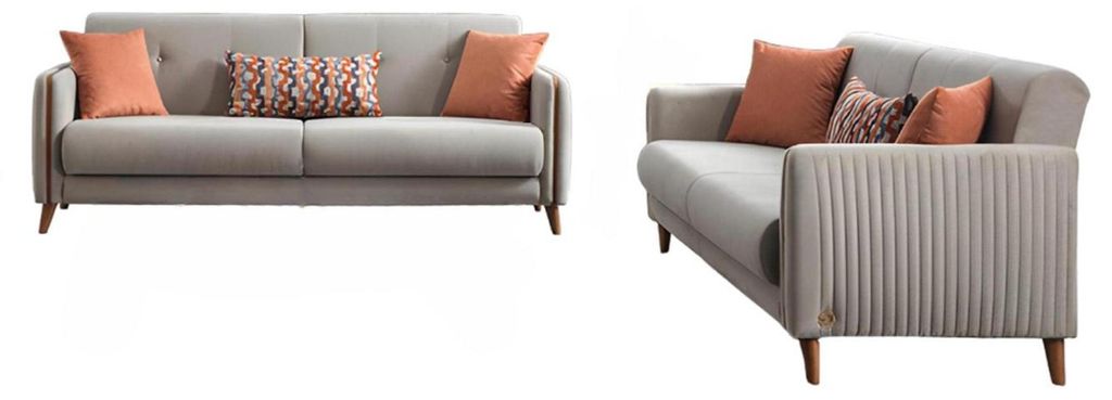 Textil 2x Sofa 3 Sitzer Dreisitzer Relax Luxus Möbel Sitz Design Couch Lounge