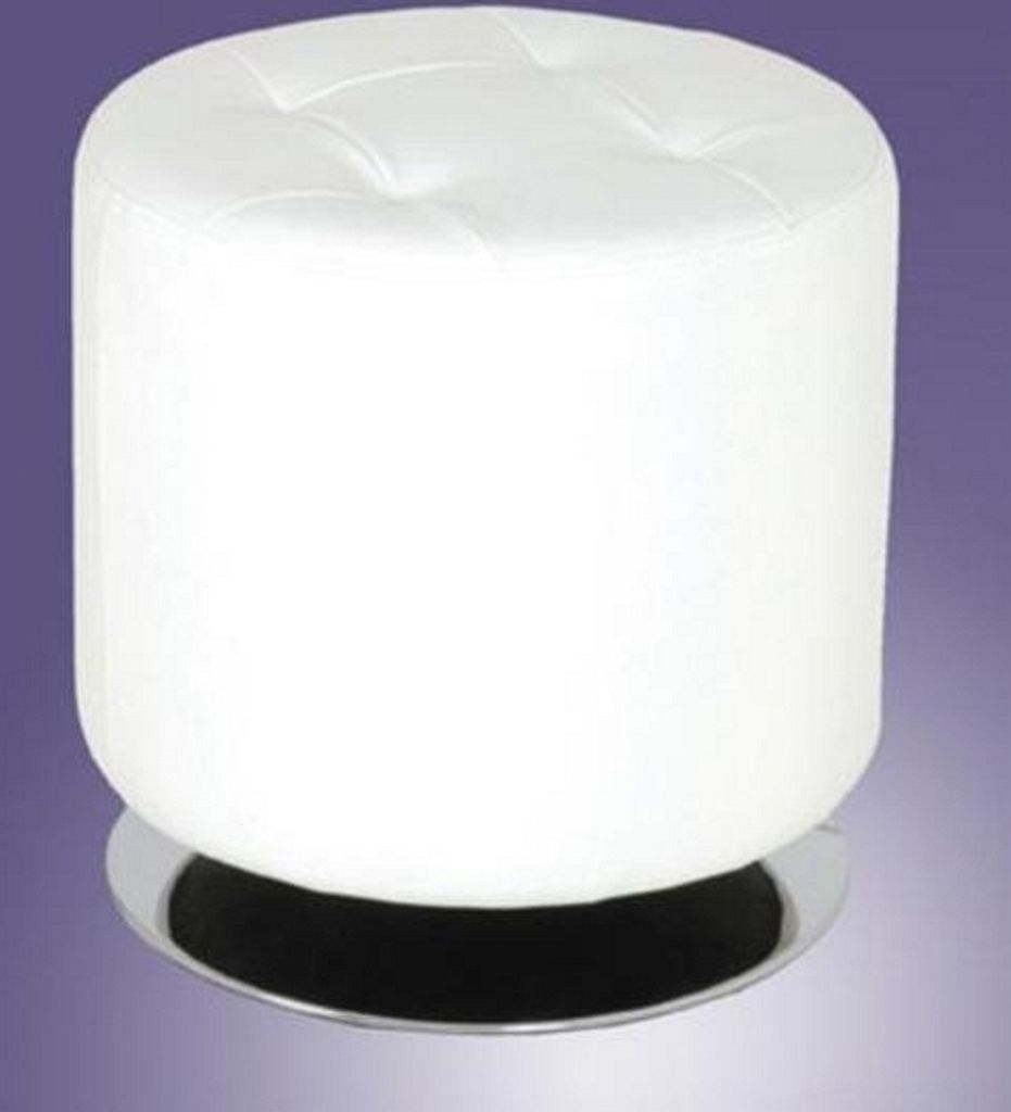 Haku Hocker mit weißem Kunstleder bezogen drehbar, 30380