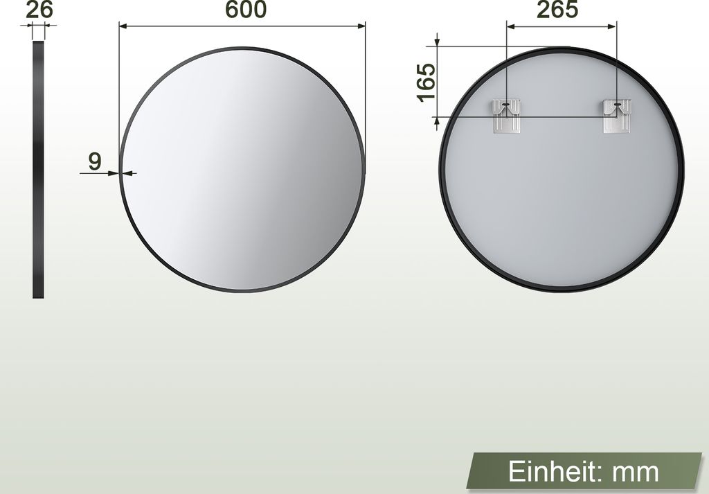 SONNI nástenné zrkadlo make-up zrkadlo okrúhle 60 cm s Obrázok produktu 9