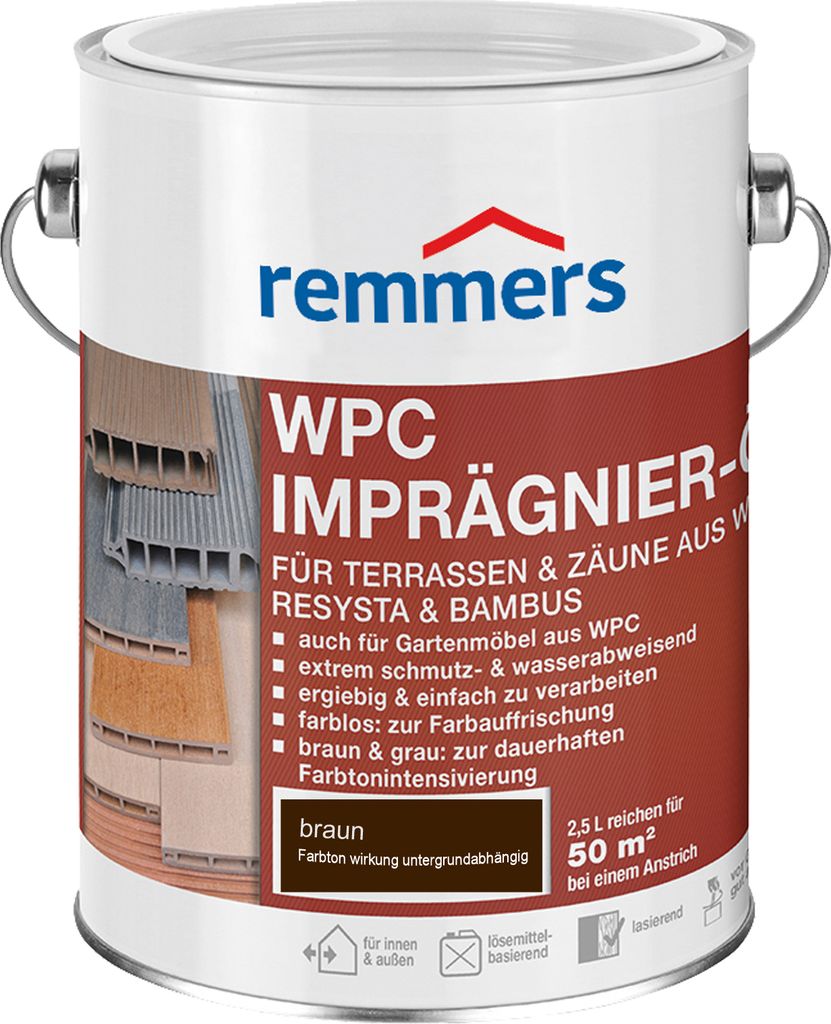 Remmers WPC Olio impregnante marrone 2,5 l, cura del legno Immagine del prodotto 