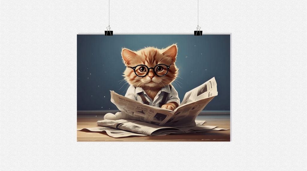 Katzen Poster - Zeitungs Poster - Niedliches Poster - Fantasie Poster - Cartoon Poster - 71x51cm - Perfekt zum Einrahmen