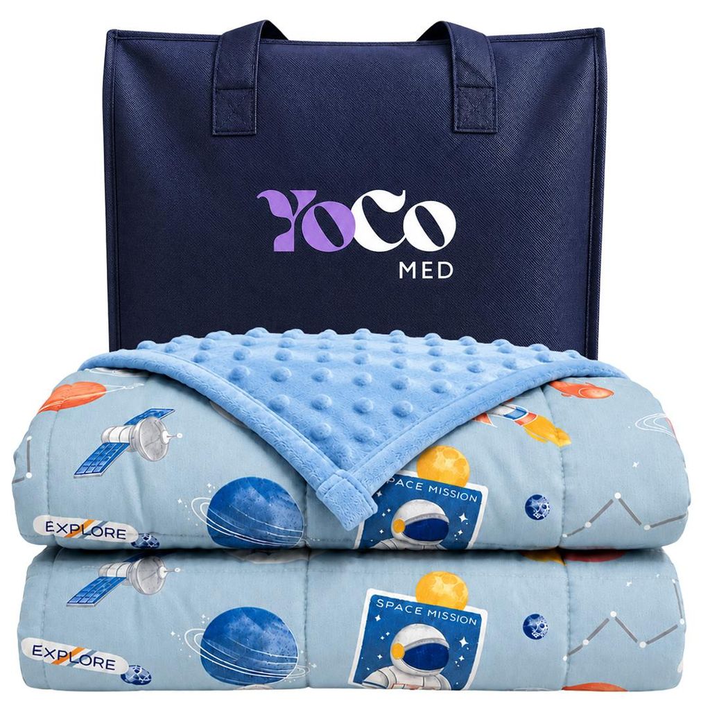 YoCo Med Coperta ponderata per bambini 120 × 90 cm 2,4 kg – Spazio Blu