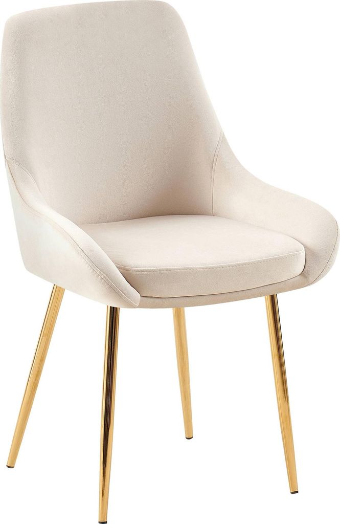 Esszimmerstuhl PUNAR - Samt Creme 50x53x86 cm Gold | Essstühle Esszimmerstühle Küchenstühle Wohnzimmerstühle